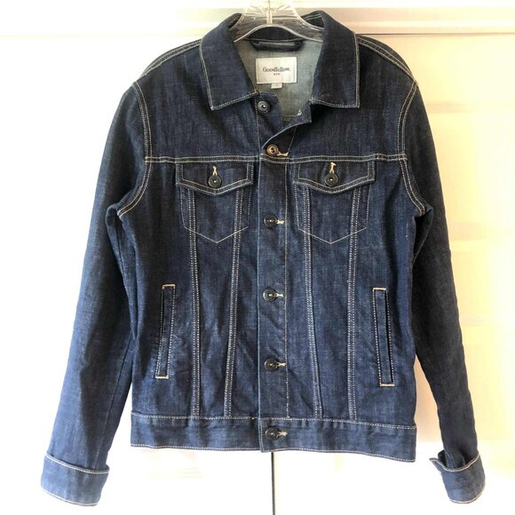 NWOT GOODFELLOW & CO Denim Trucker Jean Jacket Dark Indigo S - Picture 4 of 8